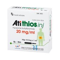 Thuốc ATITHIOS INJ (Hyoscine butylbromid) 20 mg/ ml – Điều trị cơn đau quặn bụng, thận hoặc đường mật (Hộp 10 ống x 1 ml)