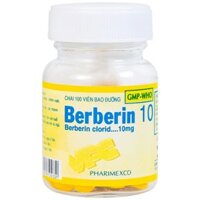 Thuốc Berberin 10mg điều trị lỵ, viêm ruột, tiêu chảy (lọ 100 viên)
