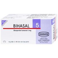 Thuốc Bihasal 5mg Hasan BISOPROLOL điều trị tăng huyết áp, suy tim mãn tính (5 vỉ x 10 viên)