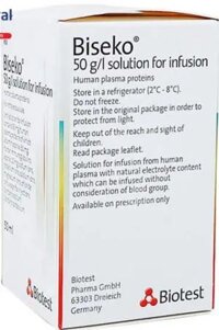 Thuốc Biseko 50 g/l chai 50ml để bù thể tích máu bị mất, giảm protein huyết, giảm albumin huyết, và phòng ngừa nhiễm trùng