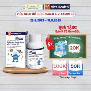 Thuốc bổ sung canxi và vitamin D3 cho trẻ Vitahealth robovites kids calcium plus vitamind3