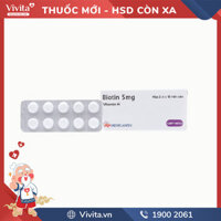 Thuốc bổ sung vitamin H Biotin 5mg | Hộp 20 viên