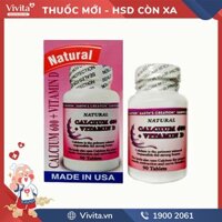Thuốc bổ sung vitamin và khoáng chất Calcium 600 Vitamin D Natural | Chai 90 viên