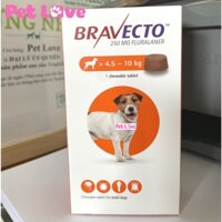 Thuốc Bravecto trị ghẻ, viêm da, ve rận (chó từ 4,5 - 10kg)
