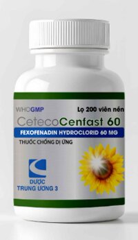 Thuốc CETECO CENFAST 60 (Fexofenadine HCl) TW3/16 – Điều trị chống dị ứng (chai 200 viên)
