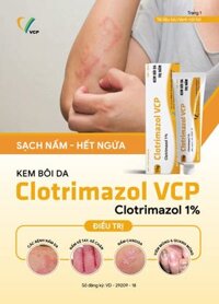 Thuốc Clotrimazol VCP 15g (Clotrimazole 1%) điều trị nấm da, lang ben, hắc lào, nấm móng, nấm đồng tiền