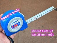 Thước cuộn 7.5m bản 25mm C-Mart model D0002-7.525-GY, thước kéo 7.5 mét