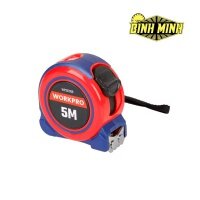 Thước cuộn dây nhựa, kích thước 5Mx25mm hệ mét có phủ lớp chống trầy xước đầu thước có nam châm Workpro - WP261069