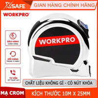 Thước cuộn mạ crom Workpro WP261013, thước kéo thép dài 5-10m, chống rỉ sét, độ chính xác cao
