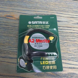 Thước cuộn thép có đèn LED 5.0m Sata 91347