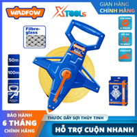 Thước dây cuộn sợi thủy tinh WADFOW 50-100m, thước cuốn đa năng vỏ nhựa ABS bọc cao su siêu bền, tốc độ cuốn nhanh