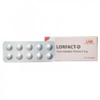 Thuốc dị ứng LORFACT D 5mg, Desloratadine 5mg, Hộp 100 viên