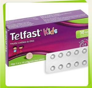 Thuốc điều trị viêm mũi dị ứng, mày đay vô căn mạn tính cho trẻ em Telfast Kids (1 vỉ x 10 viên/hộp)