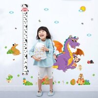 Thước Đo Chiều Cao Dán Tường cho Bé Decal Dán Tường Hình Con Vật Đáng Yêu - Lalala Baby - Bò sữa