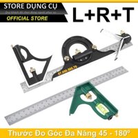 Thước đo góc đa năng L+R+T, Thước ke góc vuông 30cm chất liệu inox, nhôm cao cấp LRT, thước góc thuỷ thước đo góc 180 độ