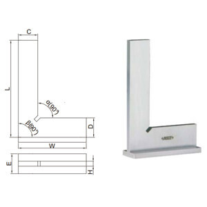 Thước đo góc vuông đế rộng Insize 4793-150