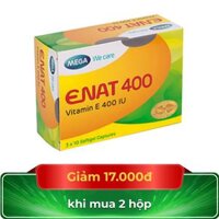 Thuốc Enat 400 bổ sung vitamin E, ngừa lão hóa (3 vỉ x 10 viên)