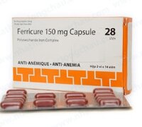 Thuốc Ferricure 150mg Trenker điều trị thiếu sắt, thiếu máu do thiếu sắt (2 vỉ x 14 viên)