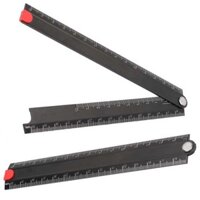 Thước gấp 0-300mm Nhôm 90° Thước đo văn phòng phẩm bằng kim loại có thể gập lại