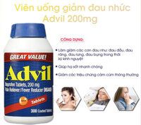 Thuốc giảm đau Advil Ibuprofen 200mg của Mỹ 300 viên