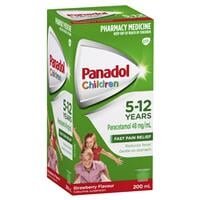 Thuốc giảm đau hạ sốt cho trẻ Panadol Children 5-12 Years Suspension Fever & Pain Relief Strawberry Flavour 200mL