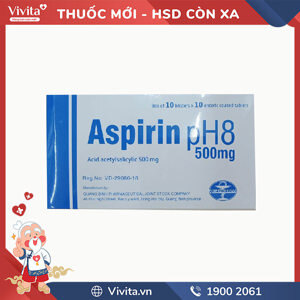 Thuốc giảm đau, kháng viêm Aspirin pH8 500mg - Hộp 200 viên