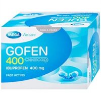 Thuốc Gofen Ibuprofen 400 MEGA We care Giảm đau, hạ sốt, kháng viêm hiệu quả (5 vỉ x 10 viên)