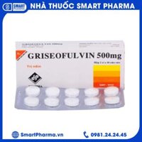 Thuốc Griseofulvin 500mg Vidipha điều trị các bệnh nấm da, tóc, lông, móng tay, móng chân (2 vỉ x 10 viên)