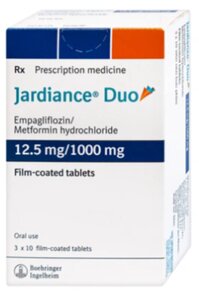 Thuốc Jardiance Duo 12.5mg/1000mg (empagliflozin và metformin hydrochloride) điều trị đái tháo đường tuýp 2 (3 vỉ x 10 viên)