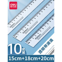 Thước kẻ Deli với đường lượn sóng, thước trong suốt cho học sinh tiểu học, thước nhựa hoạt hình dễ thương đa chức năng 15/20/30cm cho trẻ em vẽ, thước đo, thước thép lớp một