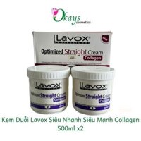 Thuốc kem duỗi tóc thẳng lavox collagen OK328 siêu nhanh, siêu mạnh 500ml x2