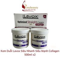Thuốc kem duỗi tóc thẳng lavox collagen EM328 siêu nhanh, siêu mạnh 500ml x2