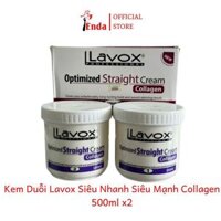 Thuốc kem duỗi tóc thẳng lavox collagen EN328 siêu nhanh, siêu mạnh 500ml x2