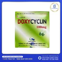 Thuốc kháng sinh Doxycycline 100mg Minh Hải hộp 10 vỉ x 10 viên nang cứng