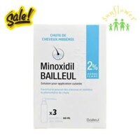 Thuốc Minoxidil 2% kích thích mọc tóc hộp 3 lọ của Pháp