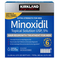 Thuốc mọc tóc Kirkland Signature Minoxidil Topical Solution USP, 5% for Men, 6 x 60ml.