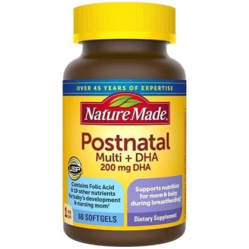 Thuốc Nature Made Postnatal Multi DHA (Bổ Sung Đủ Vitamin, Khoáng Chất Cho Bà Bầu Sau Sinh & Cho Con Bú)