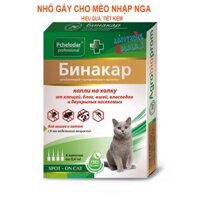 Thuốc nhỏ gáy Binacar trị rận, ve kí sinh nội, ngoại ở Mèo ( hộp 4 ống )