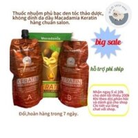 Thuốc nhuộm phủ bạc đen tóc thảo dược không dính da đầu Macadamia Keratin 1000ml hàng chuẩn salon.