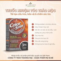 Thuốc Nhuộm Tóc Màu 3_CHENES COLOR&SOINDARK CHESTNUT 3N MÀU NÂU ĐEN _Thảo dược Tự nhiên, An toàn Không Amoniac [NK Pháp]