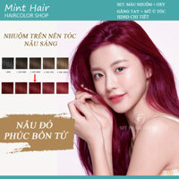 Thuốc nhuộm tóc màu đỏ phúc bồn tử tặng kèm oxy trợ dưỡng và bao tay