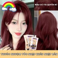 Thuốc nhuộm tóc Màu đỏ tía quyến rũ Nhập khẩu Nhật Bản Không cần phải tẩy（Gửi một bộ dụng cụ nhuộm tóc đầy đủ）