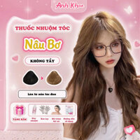 Thuốc nhuộm tóc màu NÂU BƠ không tẩy, lên từ nền đen, tặng kèm oxy trợ nhuộm| AnhKhoa
