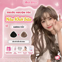Thuốc nhuộm tóc màu NÂU KHÓI SỮA không tẩy, lên từ nền đen, tặng kèm oxy trợ nhuộm| AnhKhoa