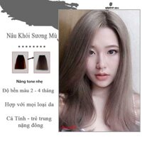 Thuốc nhuộm tóc màu NÂU KHÓI XƯƠNG MÙ lên chuẩn tone kem nhuộm an toàn không sót da đầu