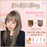 Thuốc nhuộm tóc màu nâu khói sáng , tặng kèm oxy trợ dưỡng và bao tay