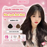 Thuốc nhuộm tóc màu NÂU LẠNH ÁNH KHÓI không tẩy, lên từ nền đen, tặng kèm oxy trợ nhuộm| AnhKhoa