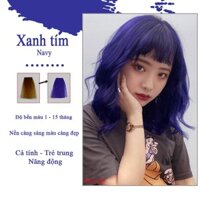 Thuốc nhuộm tóc màu XANH TÍM THAN lên chuẩn tone kem nhuộm an toàn không sót mùi thơm
