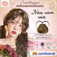 Thuốc nhuộm tóc NÂU XÁM SỮA không dùng thuốc tẩy tóc của Peachbygat , Peach bygat