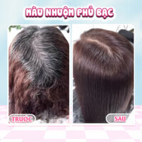 Thuốc nhuộm tóc phủ bạc, màu Nâu Cafe, Hạt Dẻ Sữa, Nâu Carmel,  Kèm Oxy Trợ Nhuộm, Bao Tay MIN.HAIR